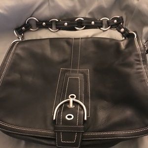 Large Coach black leather bag GUC